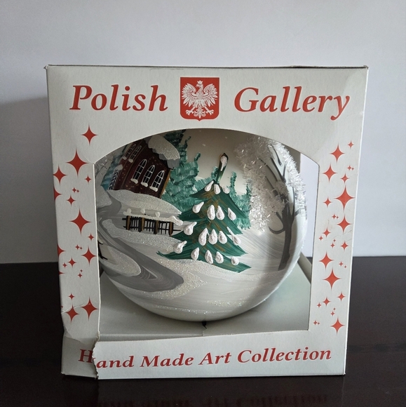 Polish Gallery Handcrafted Holiday Glass  Ornament - Green / White - Picture 1 of 10